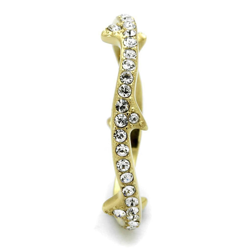 Gold Stackable Ring TK2255 Gold - Stainless Steel Ring with Crystal