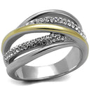 Gold Stackable Ring TK2263 Two-Tone Gold - Stainless Steel Ring with Crystal