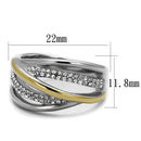 Gold Stackable Ring TK2263 Two-Tone Gold - Stainless Steel Ring with Crystal