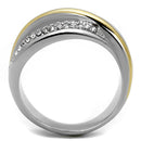 Gold Stackable Ring TK2263 Two-Tone Gold - Stainless Steel Ring with Crystal