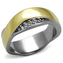 Gold Stackable Ring TK2264 Two-Tone Gold - Stainless Steel Ring with Crystal