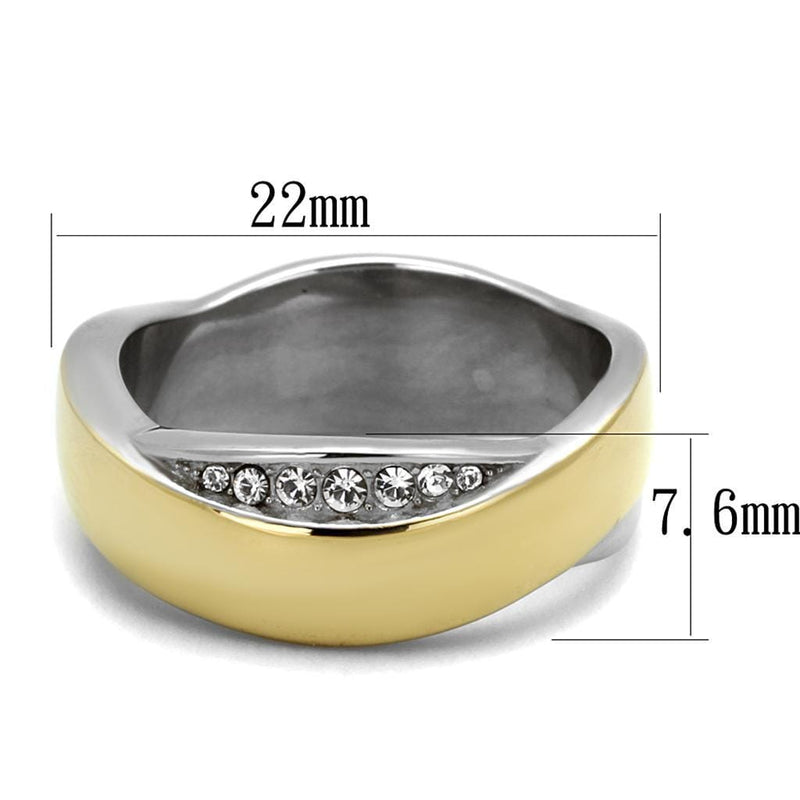 Gold Stackable Ring TK2264 Two-Tone Gold - Stainless Steel Ring with Crystal