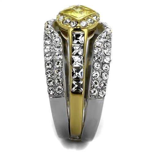 Gold Stackable Ring TK2291 Two-Tone Gold - Stainless Steel Ring with CZ