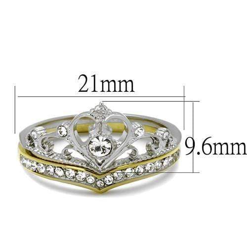 Gold Stackable Ring TK2294 Two-Tone Gold - Stainless Steel Ring with Crystal