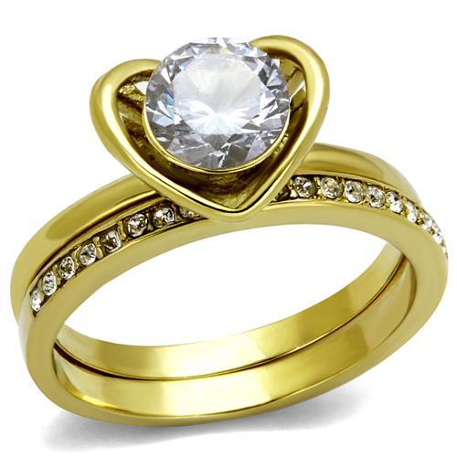 Gold Stackable Ring TK2295 Gold - Stainless Steel Ring with AAA Grade CZ