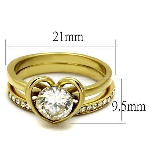 Silver Jewelry Rings Gold Stackable Ring TK2295 Gold - Stainless Steel Ring with AAA Grade CZ Alamode Fashion Jewelry Outlet