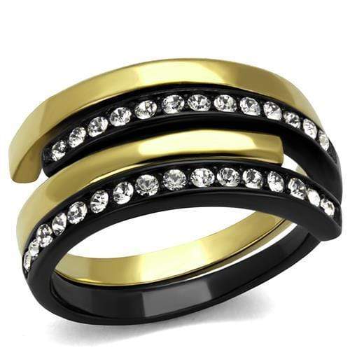 Silver Jewelry Rings Gold Stackable Ring TK2298 Gold+ - Stainless Steel Ring with Crystal Alamode Fashion Jewelry Outlet