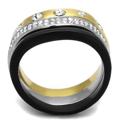 Silver Jewelry Rings Gold Stackable Ring TK2299 Gold+ - Stainless Steel Ring with Crystal Alamode Fashion Jewelry Outlet