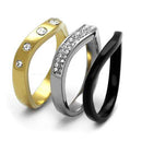 Silver Jewelry Rings Gold Stackable Ring TK2299 Gold+ - Stainless Steel Ring with Crystal Alamode Fashion Jewelry Outlet