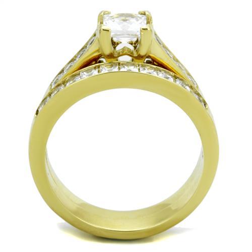 Gold Wedding Ring Sets TK1895 Gold - Stainless Steel Ring with CZ