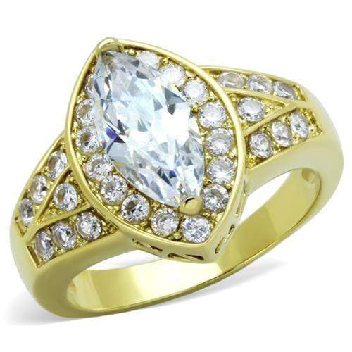 Gold Wedding Ring Sets TK1896 Gold - Stainless Steel Ring with CZ