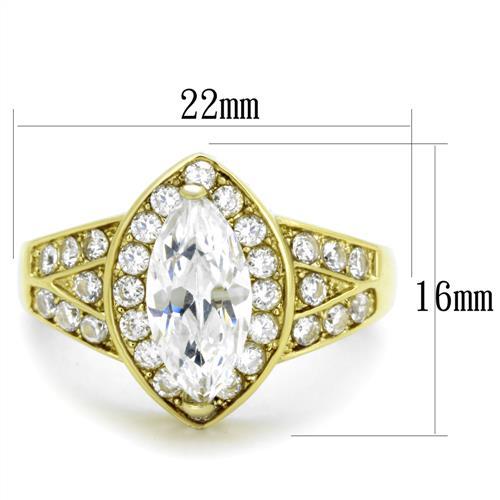 Gold Wedding Ring Sets TK1896 Gold - Stainless Steel Ring with CZ