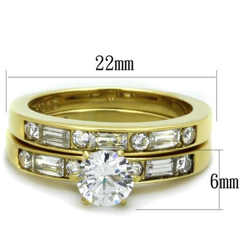 Silver Jewelry Rings Gold Wedding Ring Sets TK1897 Gold - Stainless Steel Ring with CZ Alamode Fashion Jewelry Outlet