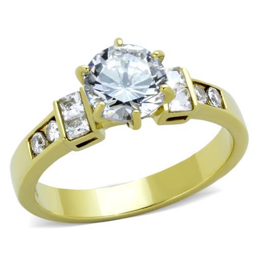 Gold Wedding Ring Sets TK1898 Gold - Stainless Steel Ring with CZ