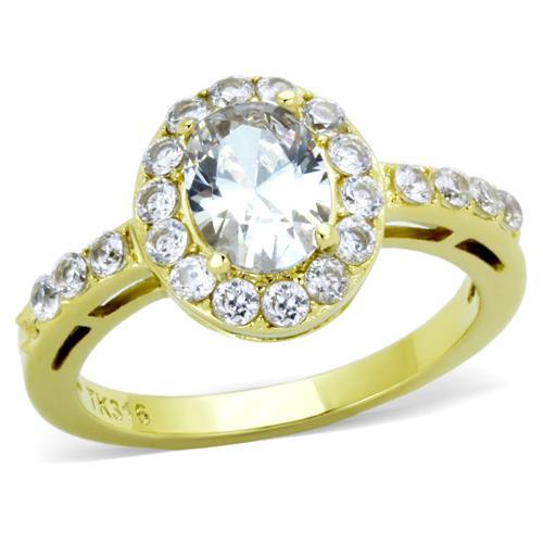 Gold Wedding Ring Sets TK1901 Gold - Stainless Steel Ring with CZ