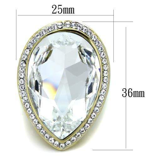 Silver Jewelry Rings Gold Wedding Ring Sets TK1905 Two-Tone Gold - Stainless Steel Ring with Crystal Alamode Fashion Jewelry Outlet