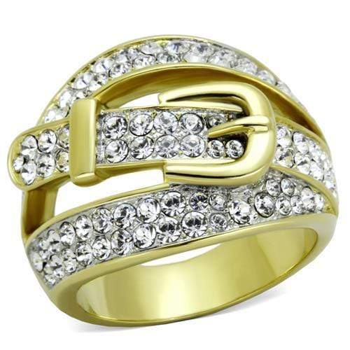 Gold Wedding Ring Sets TK1906 Two-Tone Gold - Stainless Steel Ring with Crystal