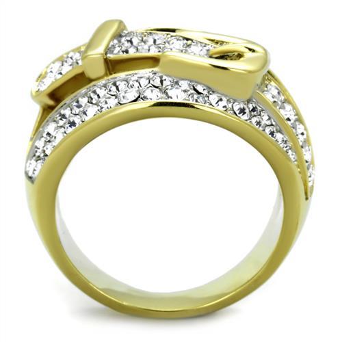 Gold Wedding Ring Sets TK1906 Two-Tone Gold - Stainless Steel Ring with Crystal