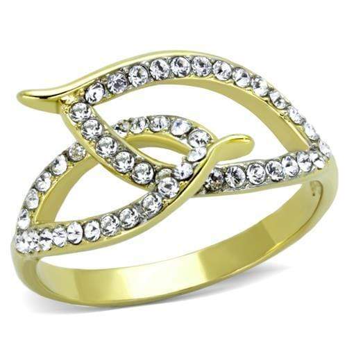 Gold Wedding Ring Sets TK1907 Two-Tone Gold - Stainless Steel Ring with Crystal