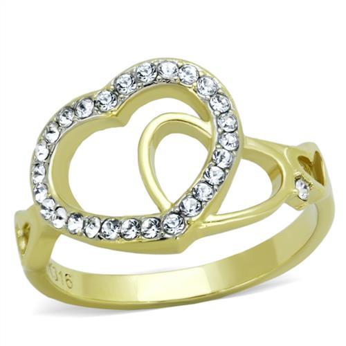 Gold Wedding Ring Sets TK1908 Two-Tone Gold - Stainless Steel Ring with Crystal