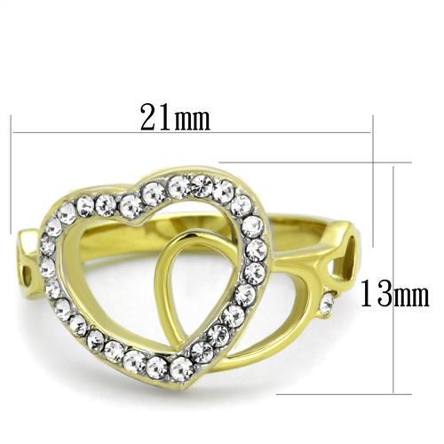 Gold Wedding Ring Sets TK1908 Two-Tone Gold - Stainless Steel Ring with Crystal