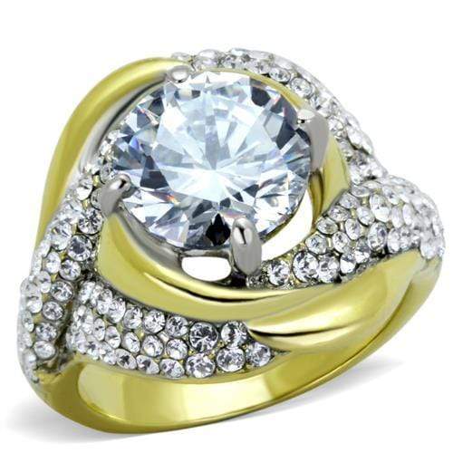 Gold Wedding Ring Sets TK1910 Two-Tone Gold - Stainless Steel Ring with CZ