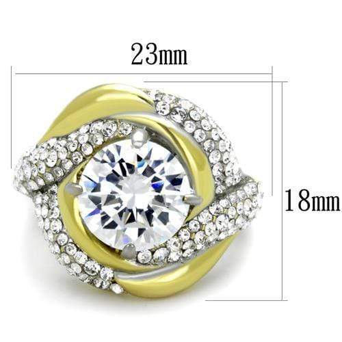 Gold Wedding Ring Sets TK1910 Two-Tone Gold - Stainless Steel Ring with CZ