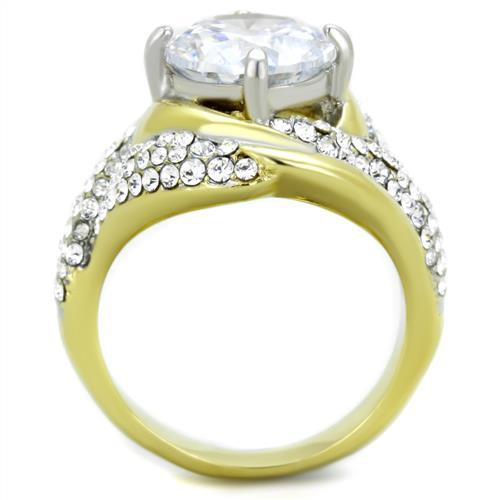 Gold Wedding Ring Sets TK1910 Two-Tone Gold - Stainless Steel Ring with CZ