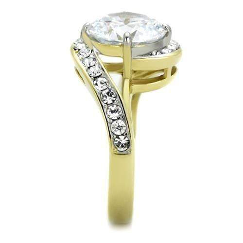 Gold Wedding Ring Sets TK1911 Two-Tone Gold - Stainless Steel Ring with CZ