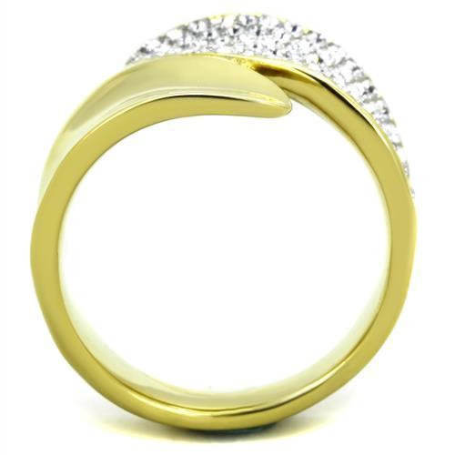 Gold Wedding Ring Sets TK1912 Two-Tone Gold - Stainless Steel Ring with Crystal