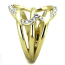 Gold Wedding Ring Sets TK1913 Two-Tone Gold - Stainless Steel Ring with Crystal