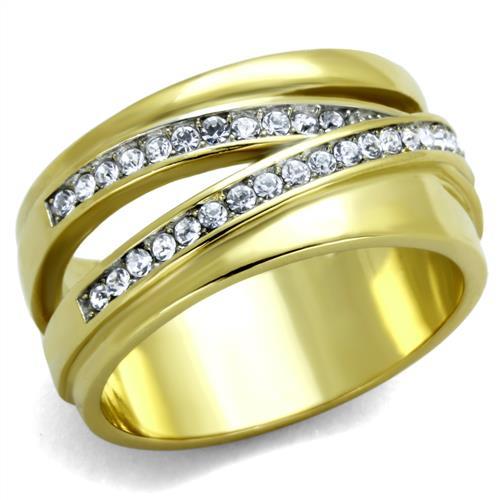 Gold Wedding Ring Sets TK1914 Two-Tone Gold - Stainless Steel Ring with Crystal