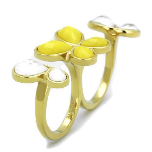 Gold Wedding Ring Sets TK2101 Gold - Stainless Steel Ring in Citrine Yellow