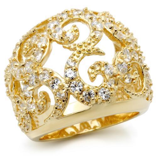 Gold Wedding Rings 0W274 Gold Brass Ring with AAA Grade CZ