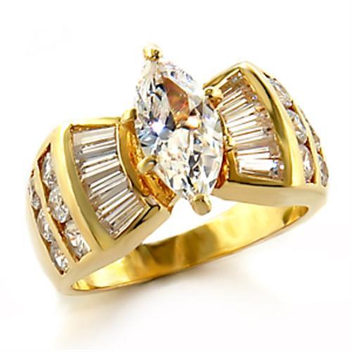 Gold Wedding Rings 10523 Gold Brass Ring with AAA Grade CZ
