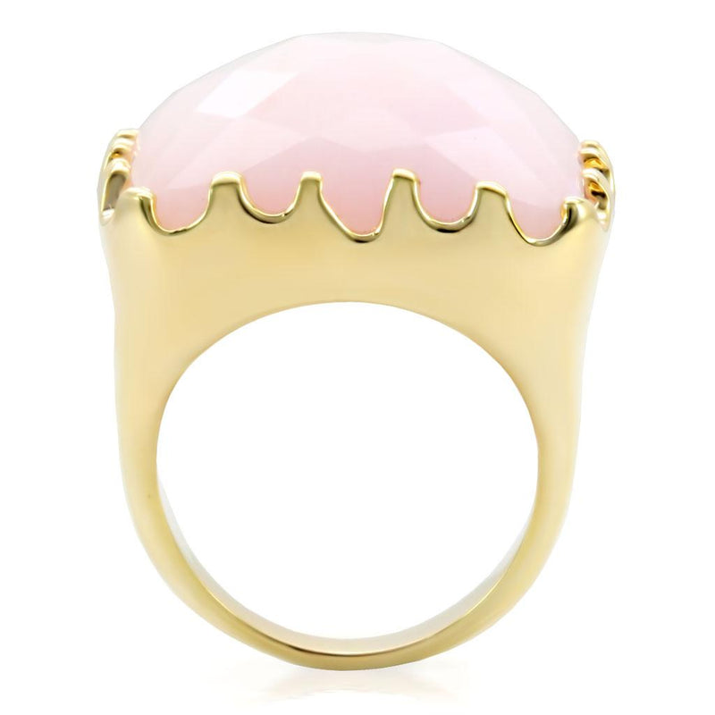 Gold Wedding Rings 1W041 Gold Brass Ring with Synthetic in Rose