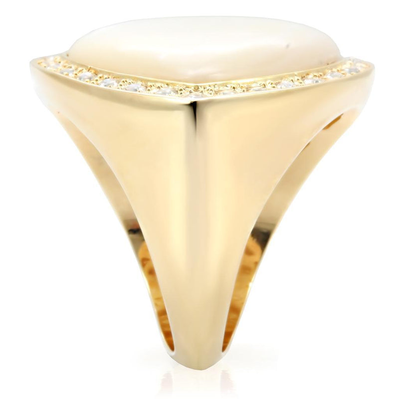 Gold Wedding Rings 1W043 Gold Brass Ring with Synthetic in White