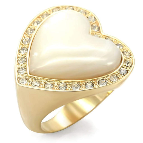 Gold Wedding Rings 1W043 Gold Brass Ring with Synthetic in White