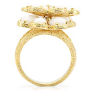 Gold Wedding Rings 1W045 Gold Brass Ring with Synthetic in White