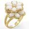 Silver Jewelry Rings Gold Wedding Rings 1W045 Gold Brass Ring with Synthetic in White Alamode Fashion Jewelry Outlet