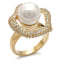 Gold Wedding Rings 1W103 Gold Brass Ring with Synthetic in White