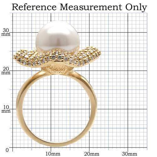 Silver Jewelry Rings Gold Wedding Rings 1W103 Gold Brass Ring with Synthetic in White Alamode Fashion Jewelry Outlet