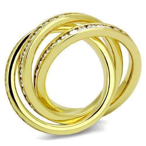 Gold Wedding Rings 3W1330 Gold Brass Ring with AAA Grade CZ