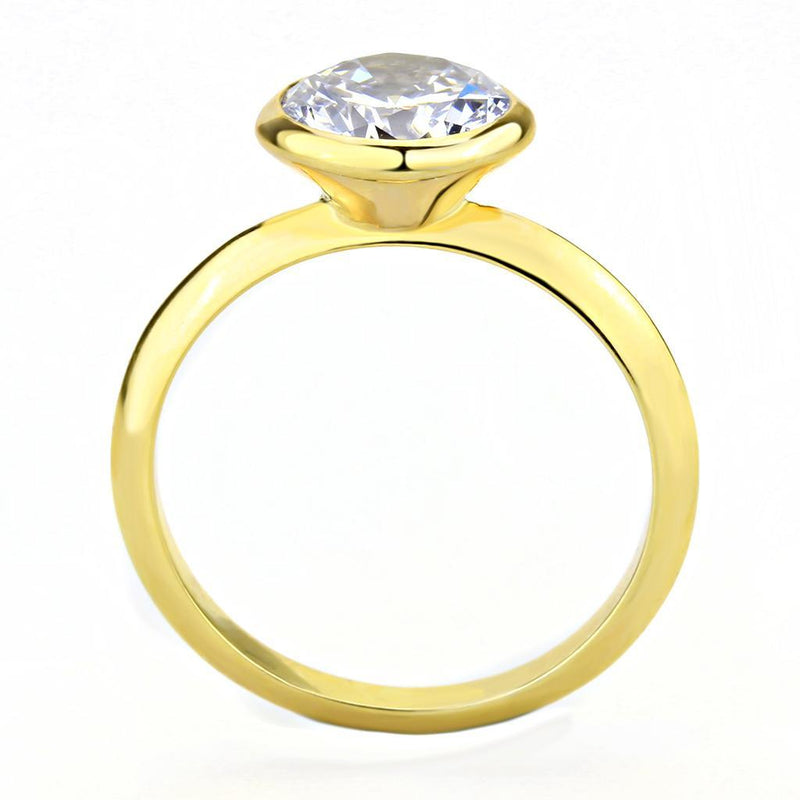 Gold Wedding Rings 3W1485 Gold Brass Ring with AAA Grade CZ