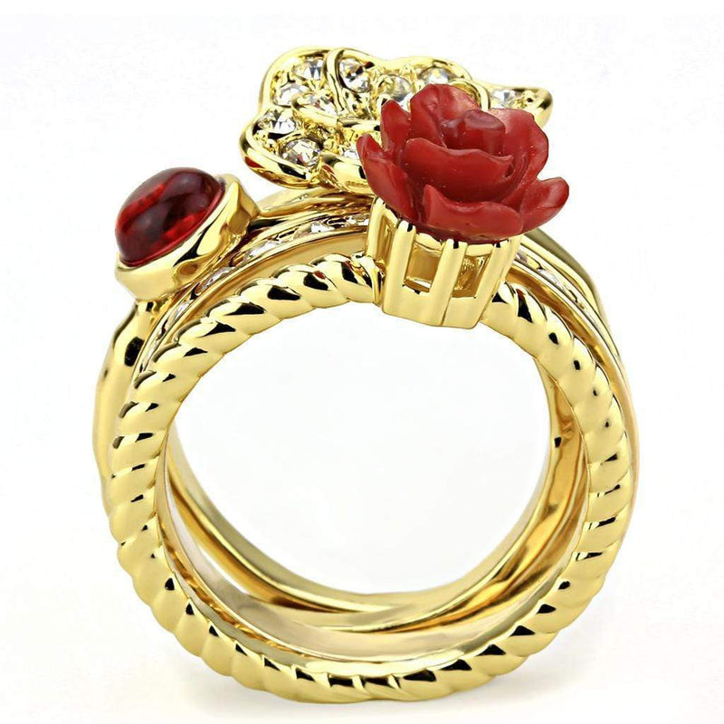 Gold Wedding Rings 3W1495 Gold Brass Ring with Synthetic in Siam