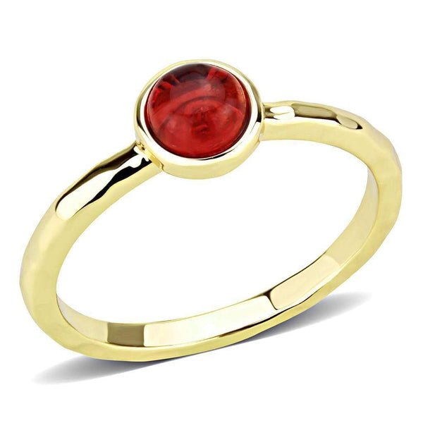 Gold Wedding Rings 3W1496 Gold Brass Ring with Synthetic in Garnet