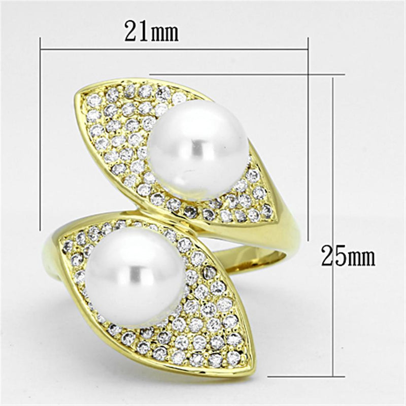 Gold Wedding Rings 3W522 Gold Brass Ring with Synthetic in White