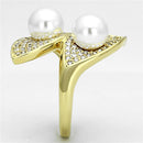 Gold Wedding Rings 3W522 Gold Brass Ring with Synthetic in White