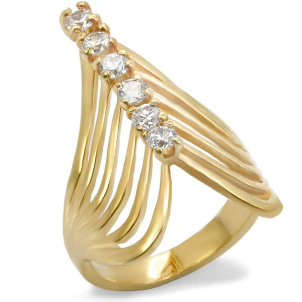 Gold Wedding Rings 54701 Gold Brass Ring with AAA Grade CZ