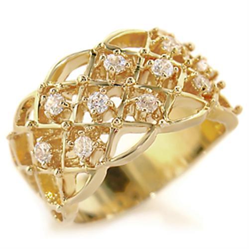 Gold Wedding Rings 54809 Gold Brass Ring with AAA Grade CZ